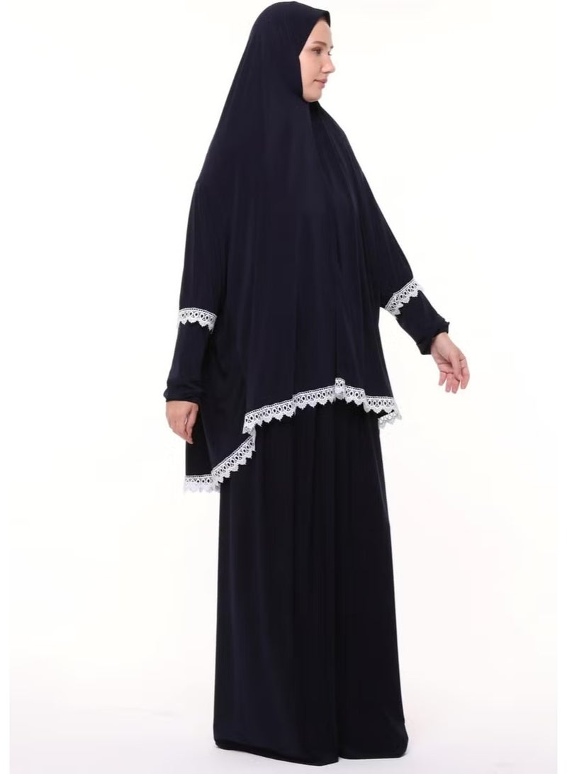 Altobeh Women's Two Piece Lycra Sandy Fabric Ruched Sleeve Prayer Dress - Image 2